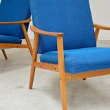 Pair of blue armchairs by Jiri Jiroutek for Interier Praha, 1960
