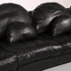 Organically shaped post-modern sectional sofa in black leather