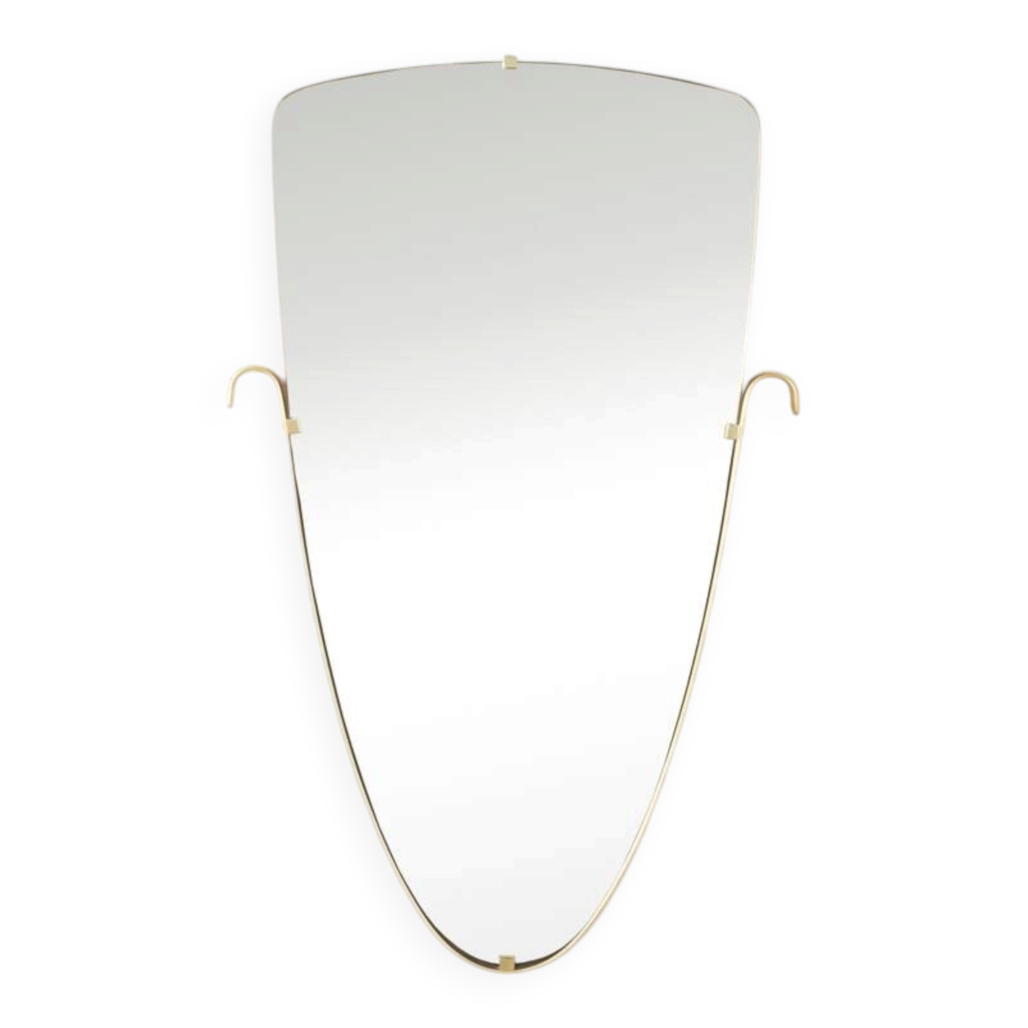 Elegant wall mirror from the 1950s with brass frame