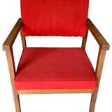 Set of 4 red armchairs - 70s