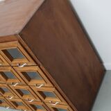 Vintage Dutch Beech Haberdashery Shop Cabinet / Vitrine, 1950s