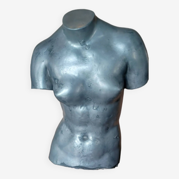 Sculpture buste de femme en résine argentée