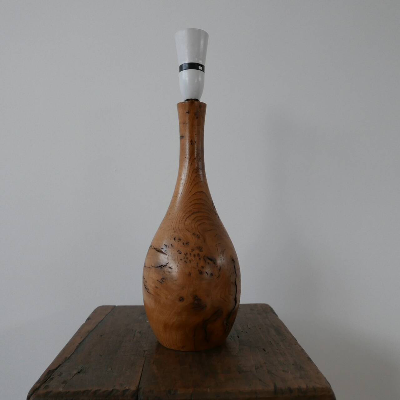Mid-Century English Burr Wood Table Lamp