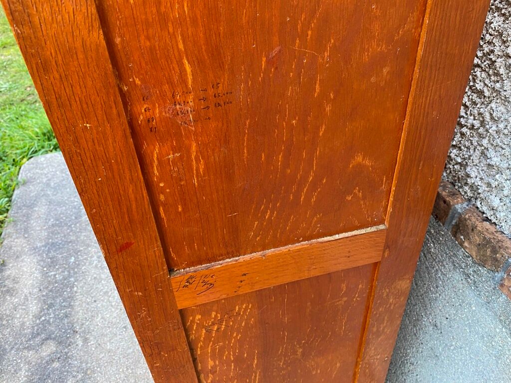 Storage craft cabinet with double oak curtains 1950