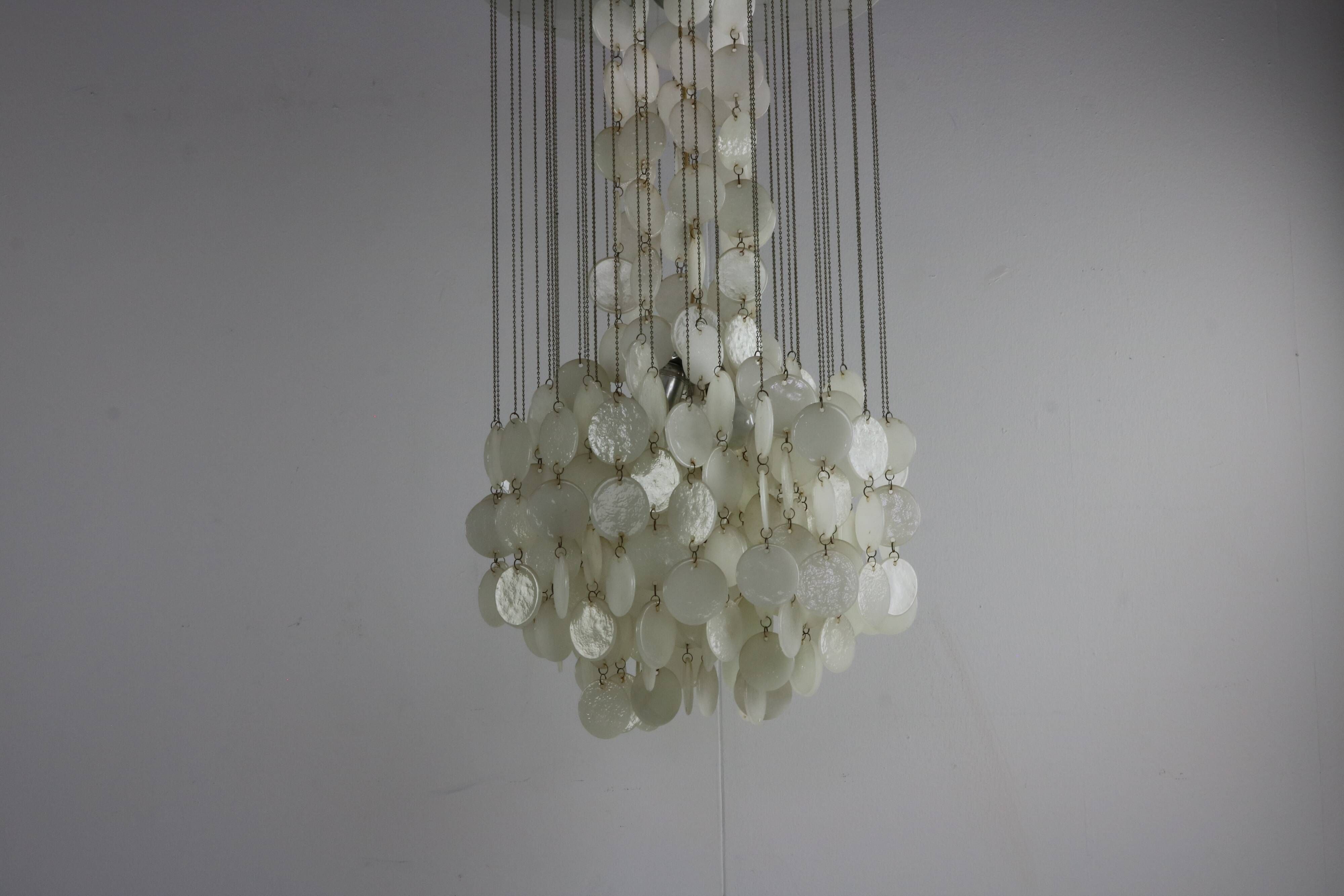 Sixties ceiling lamp with small ceramic shells