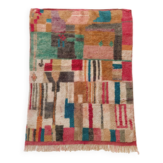 Boujaad ecru Berber rug with colorful patterns 3.01x2.11m