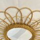 Round mirror flower sun in rattan wicker wood vintage 1960 1970 55 cm folk
