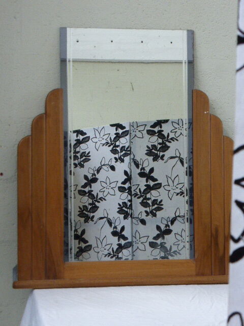 Art deco mirror, and column wooden frame