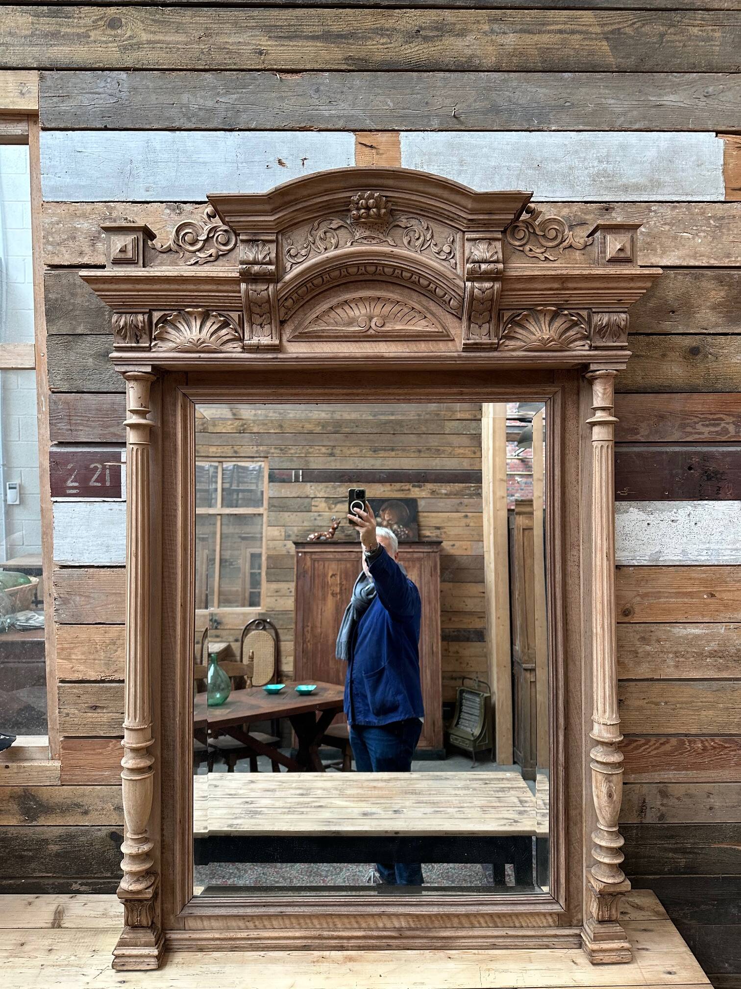 Walnut mirror, late 19th century