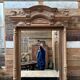 Walnut mirror, late 19th century