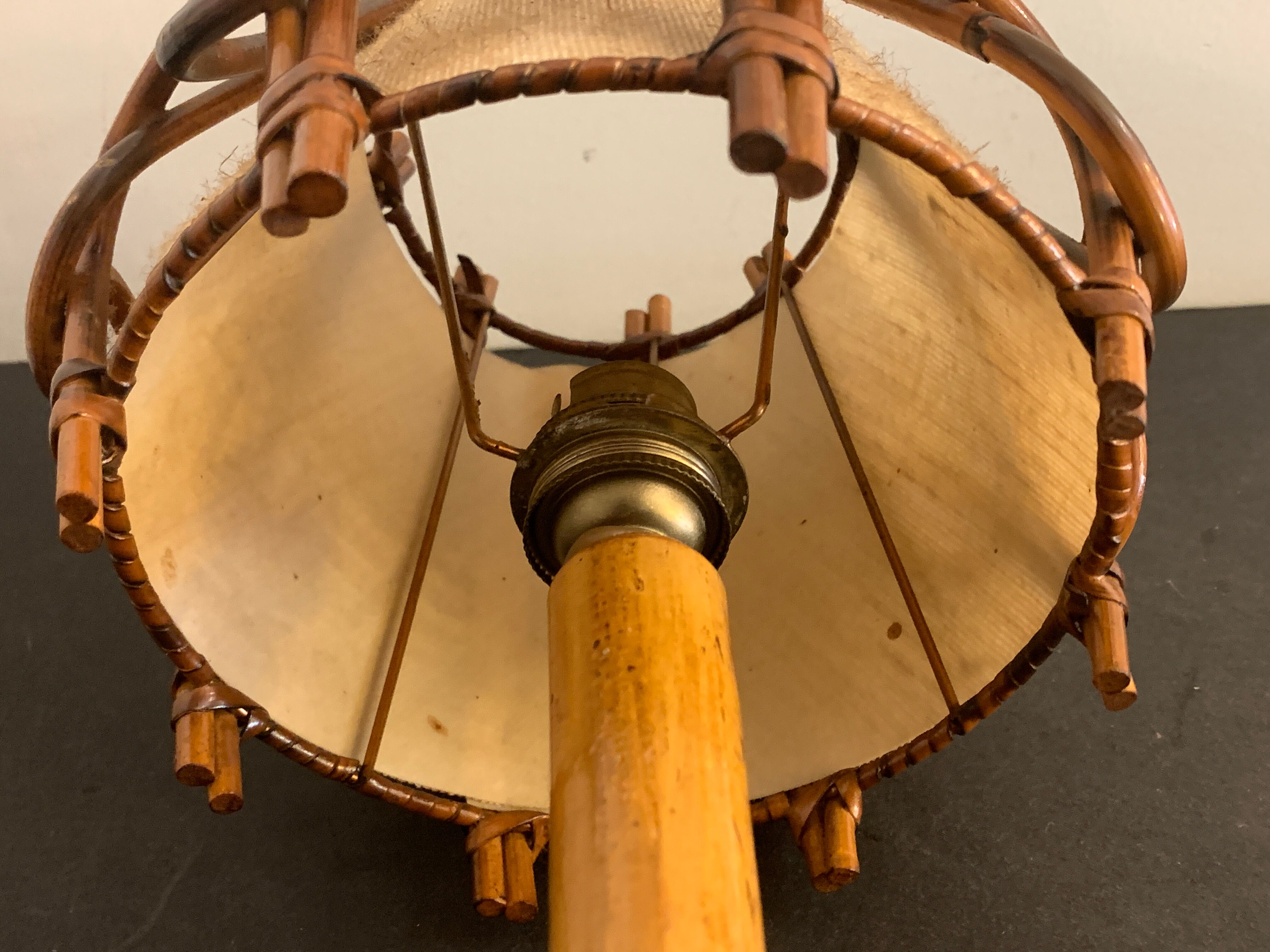 Lampe en rotin Louis Sognot 1950