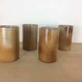 4 verres gobelets en grès signés