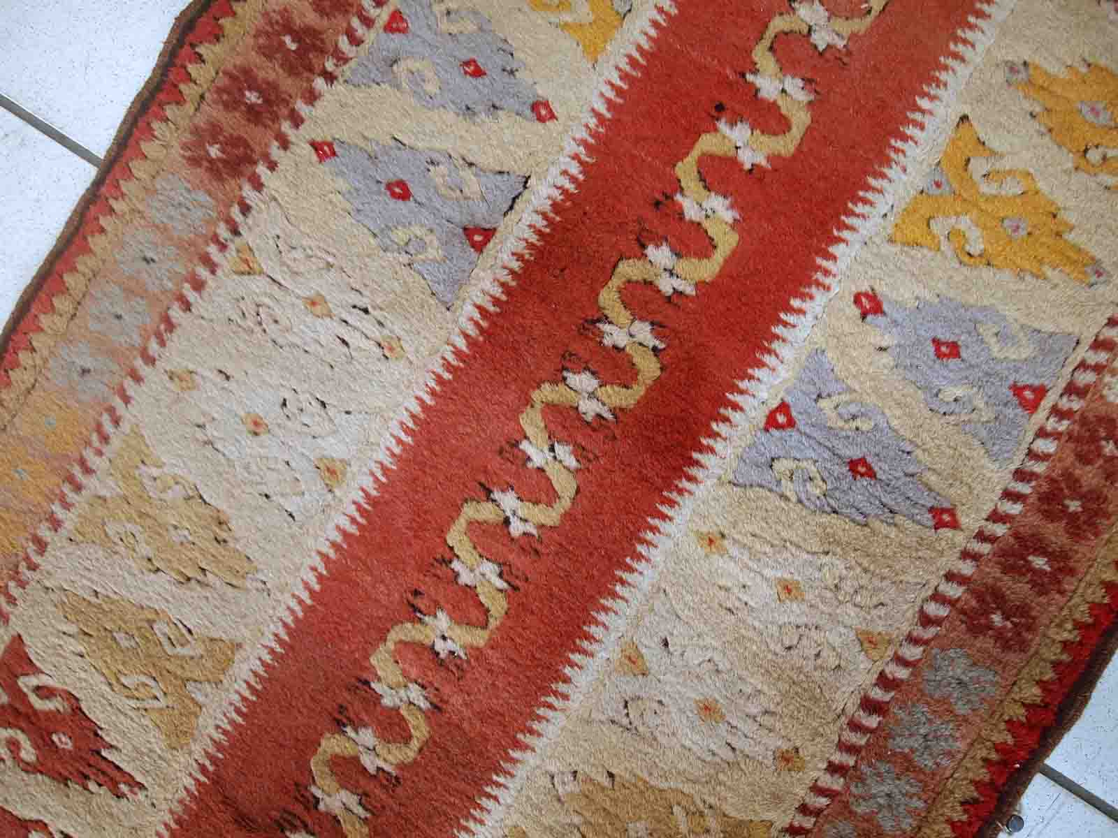 Vintage Turkish Melas handmade carpet 76cm x 267cm 1950s, 1C689