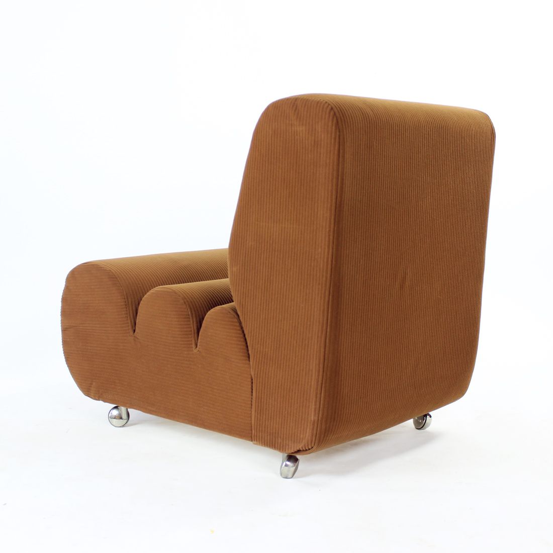 Armchair in brown fabric, czechoslovakia 1970s