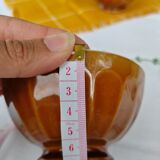 Pair of brown/yellow ribbed bowls - Digoin & Sarreguemines