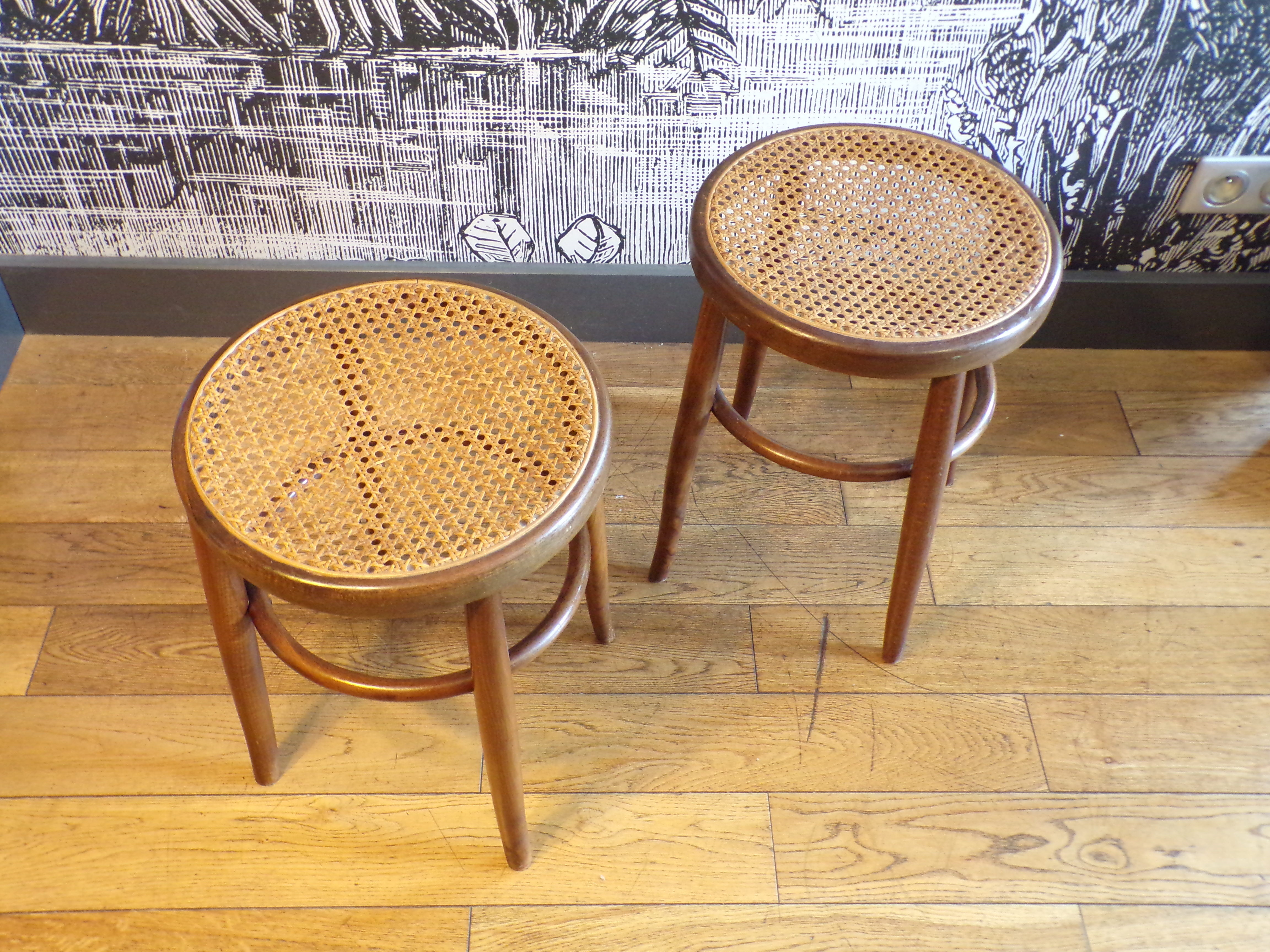 Pair of antique bentwood stools