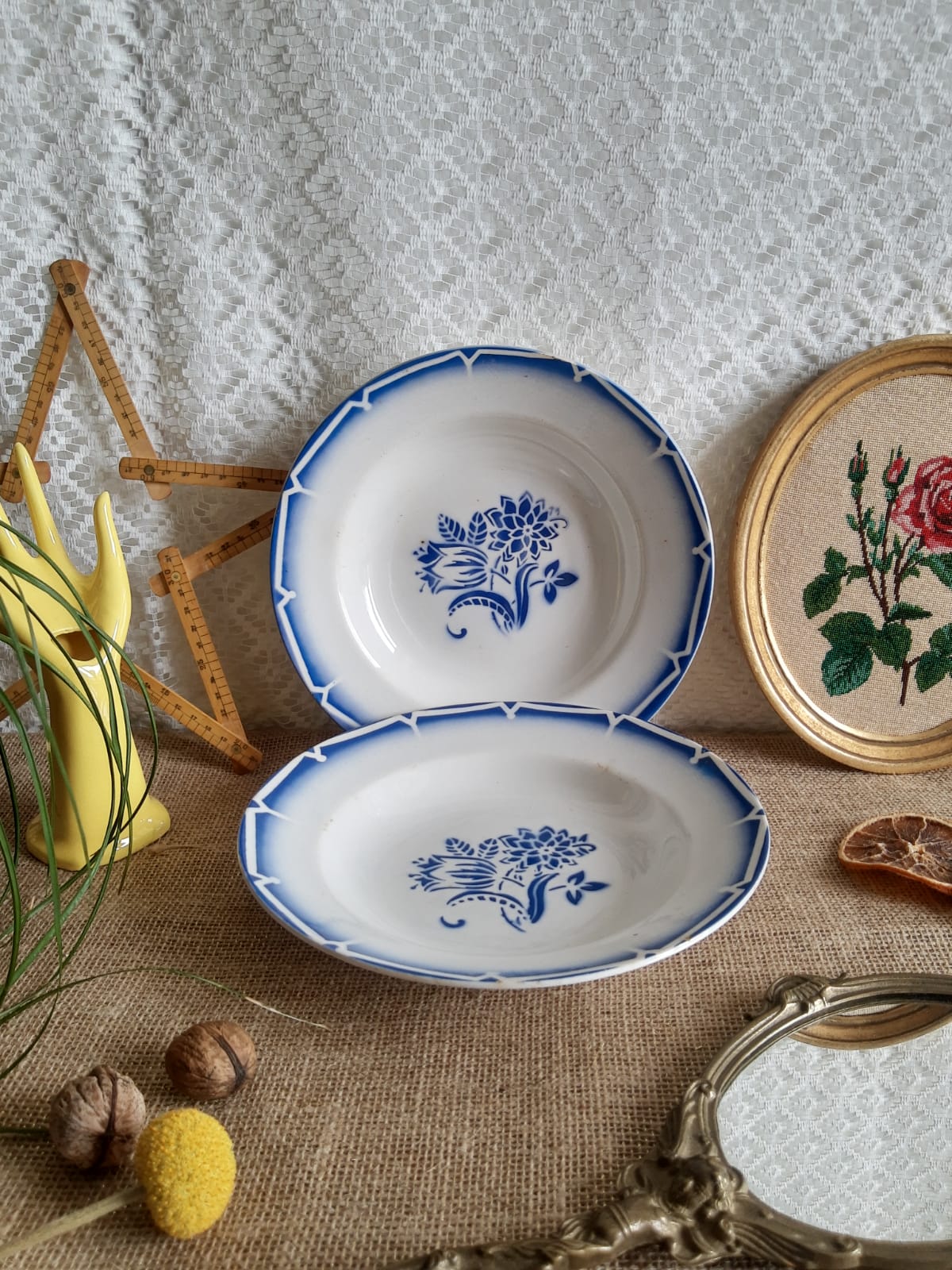 Set of two hollow plates Sarreguemines Canebiere vintage