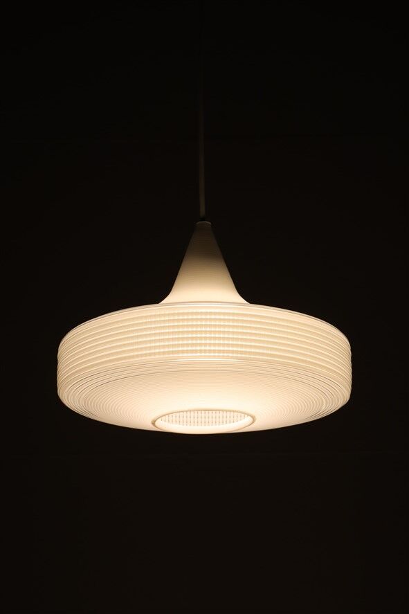 Lampe suspendue Rotaflex / Attribuée à John et Sylvia Reid / Teck / Design moderne du milieu du siècle / Années 1960