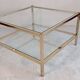 Italian 1970'S coffee table in brass and glass with 2 trays