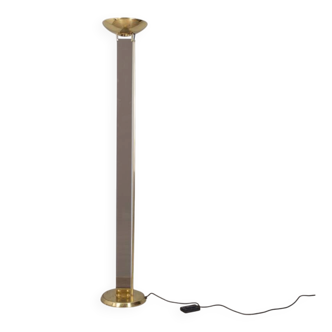 Vintage 1980s floor lamp in gold-plated brass and glass, designed by Relux