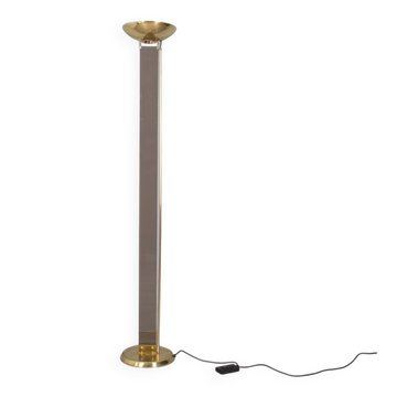Vintage 1980s floor lamp in gold-plated brass and glass, designed by Relux