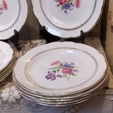 set of six vintage plates, Gien earthenware, floral style