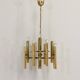 Italian brass chandelier 12 spot pendant lamp by Gaetano Sciolari, 1970s