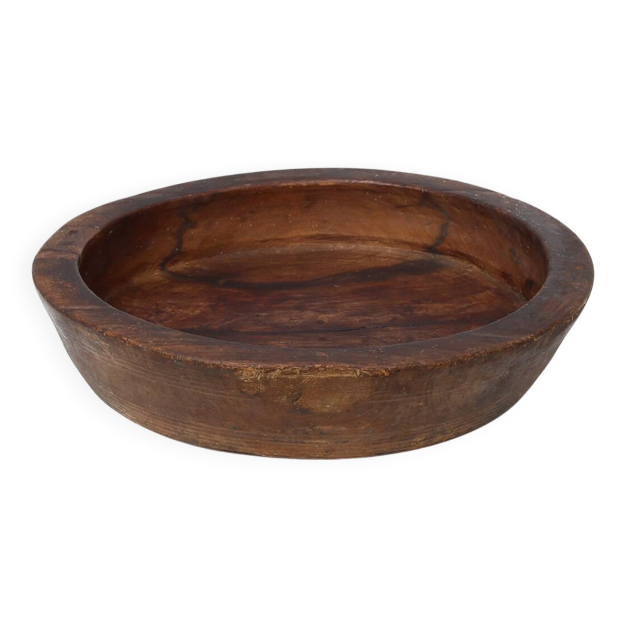 Large handcrafted solid wooden bowl in wabi wabi style, France ca. 1950