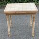 Extendable kitchen table renovated in raw solid wood and ceramic tiles