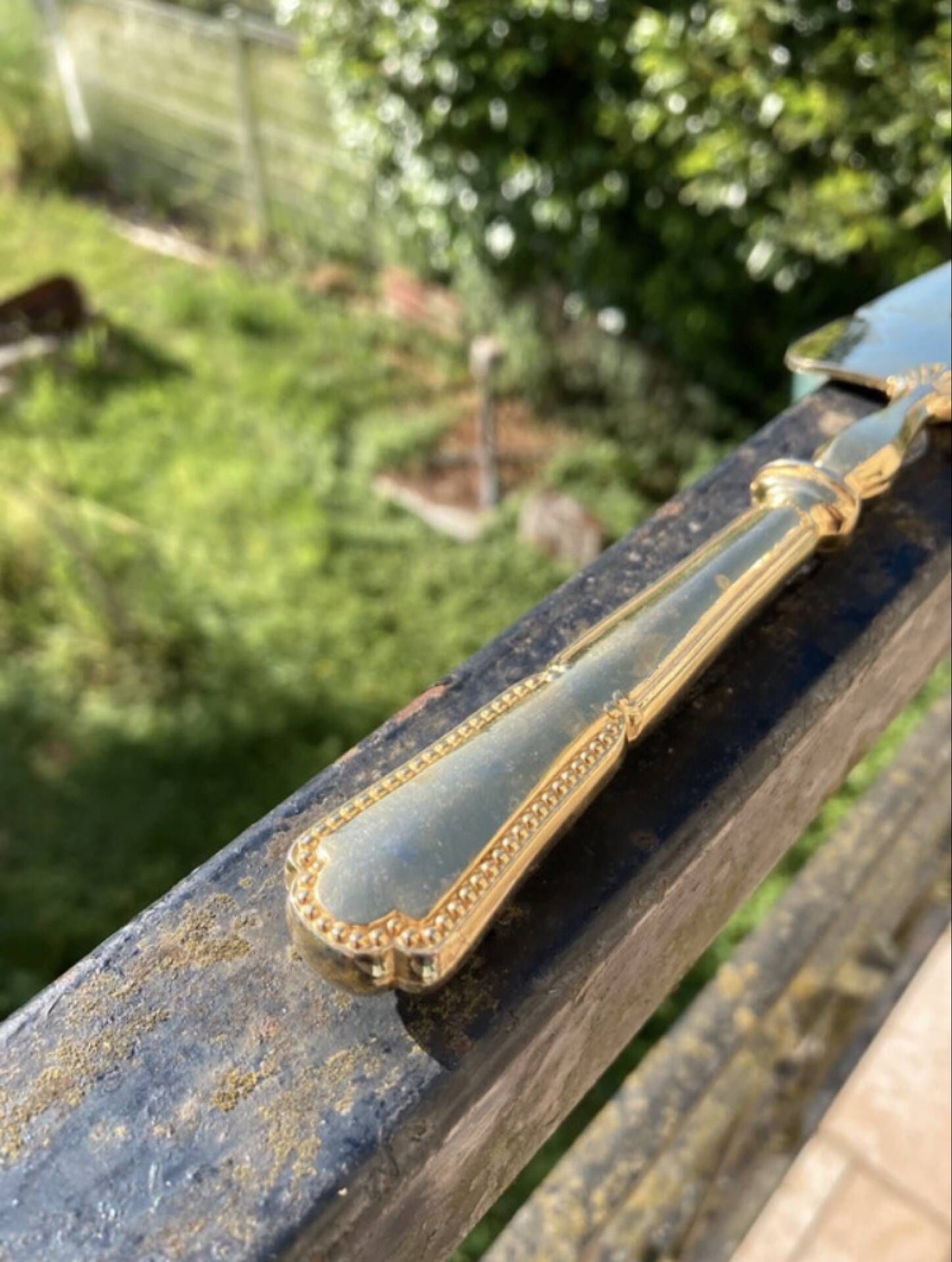 Golden metal pie server