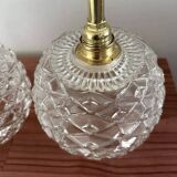 Paire d’appliques murales vintage en verre ciselé pomme de pin