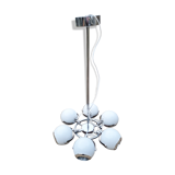 Suspension chrome, 8 spots "eye balls", space age, white