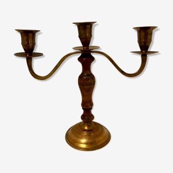 Wooden and brass chandelier