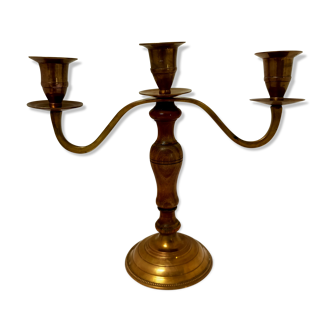 Wooden and brass chandelier