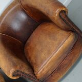 Vintage Dutch Cognac Leather Club Chairs, Set of Three