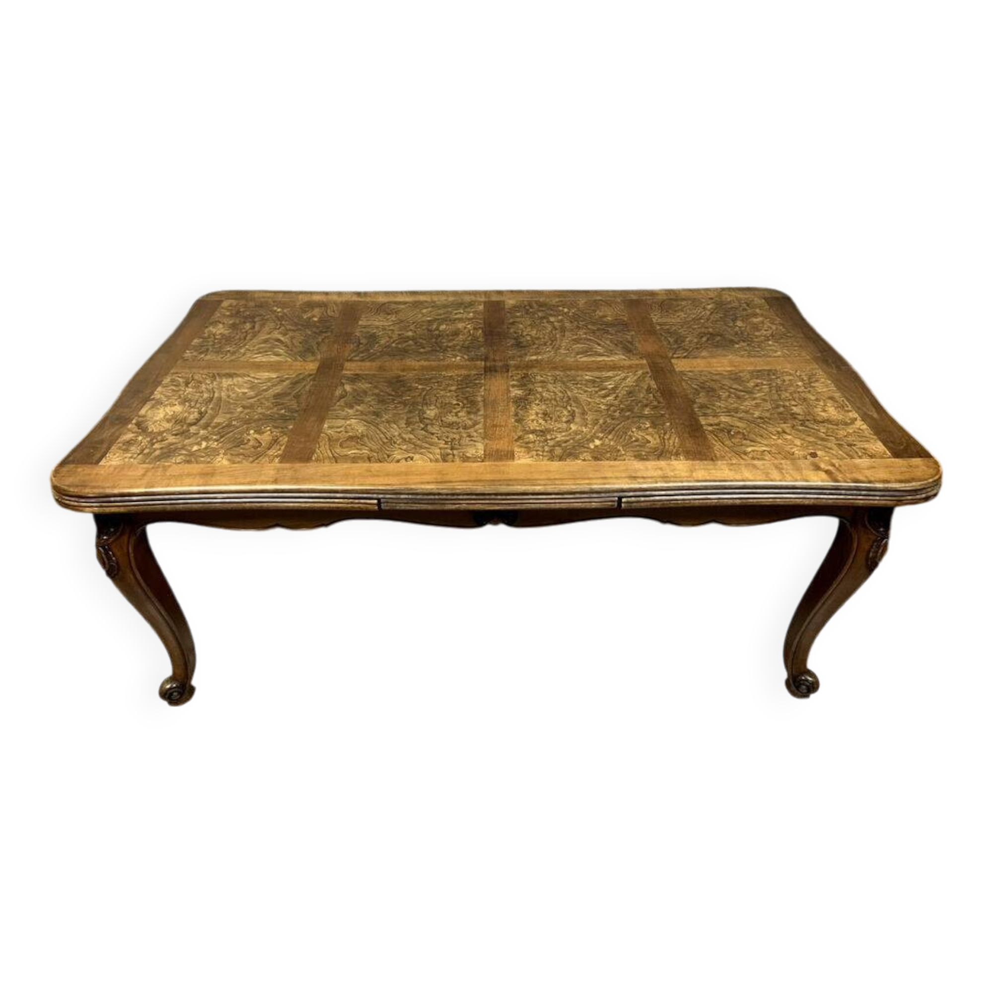 Louis XV style Provencal table in walnut and burl circa 1950 / open 308 cm