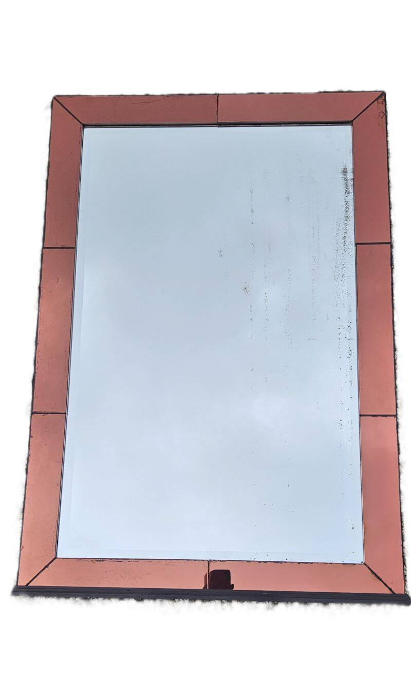 Amber-Colored Mirror with Visor, Jacques Adnet Style, Circa 1950