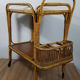 Bar en rotin sur roulettes vintage 70s