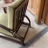 Pair of adjustable armchairs by Jindrich Halabala from the 1930s in wood and olive green velvet.