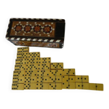 Ancienne Boîte 28 dominos en Marqueterie Syrie Vintage