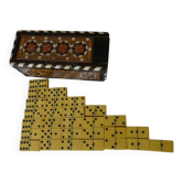 Antique Box of 28 Dominoes in Vintage Syrian Marquetry