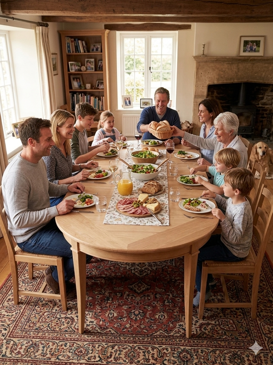 Extendable table in cherry wood