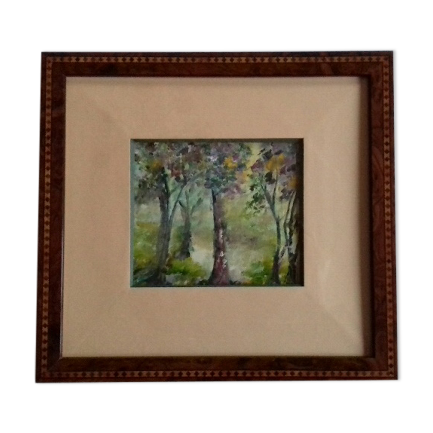 Painting, watercolor in the forest