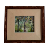 Painting, watercolor in the forest