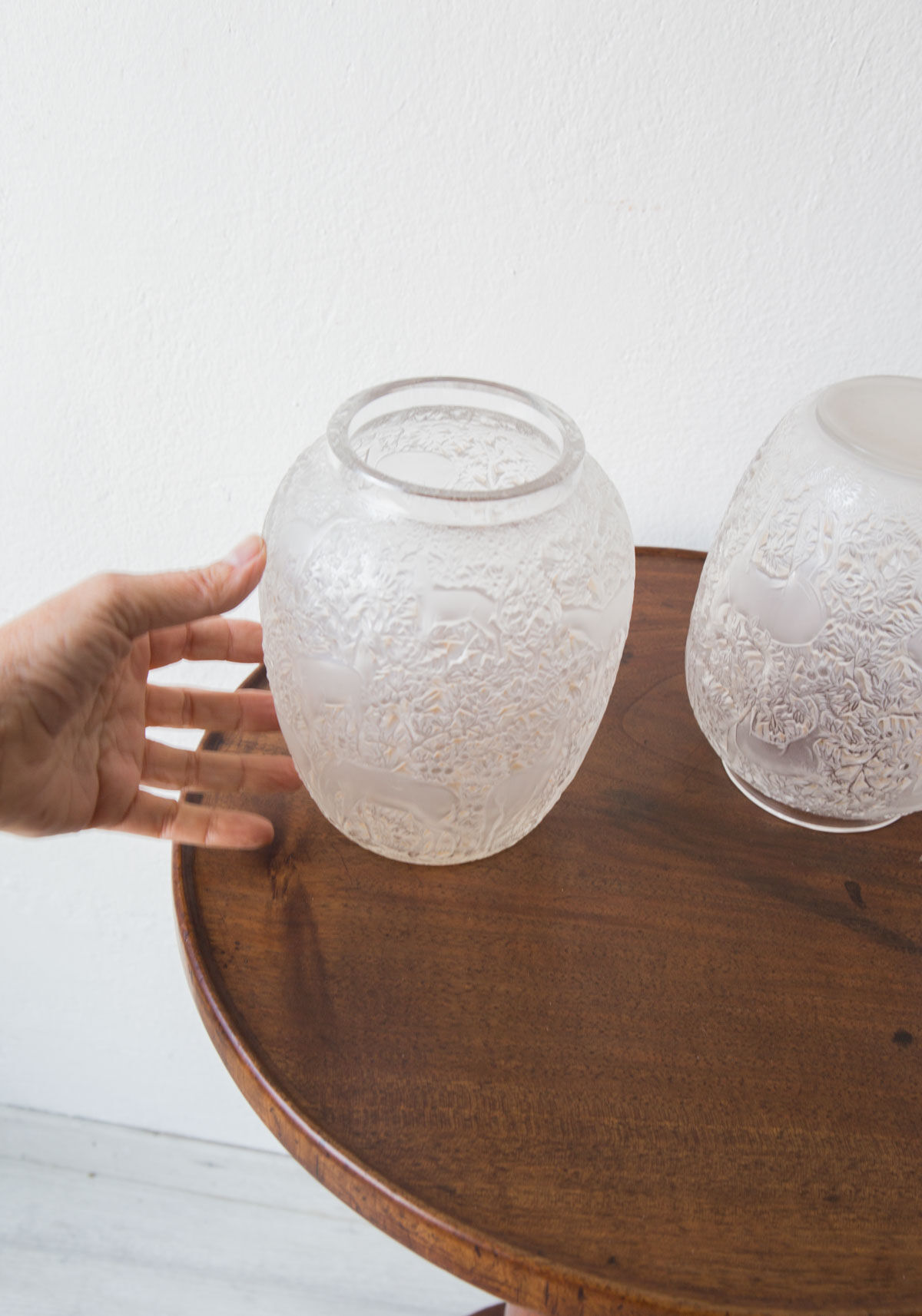 Paire vases modèle Biches Lalique