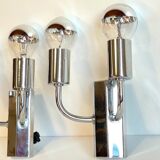 Pair of geometric wall lamps years 70 space age
