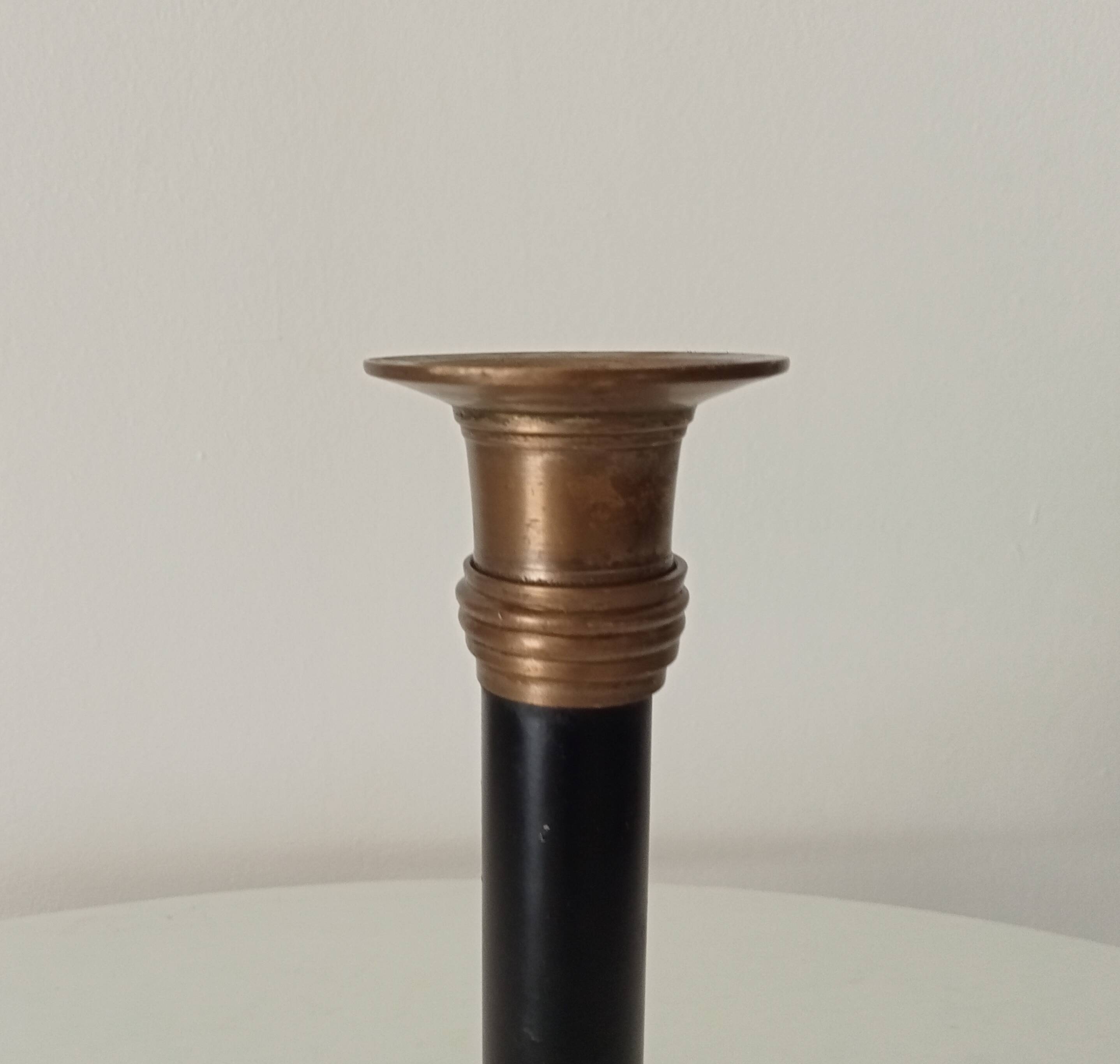 Antique brass and metal candle holder