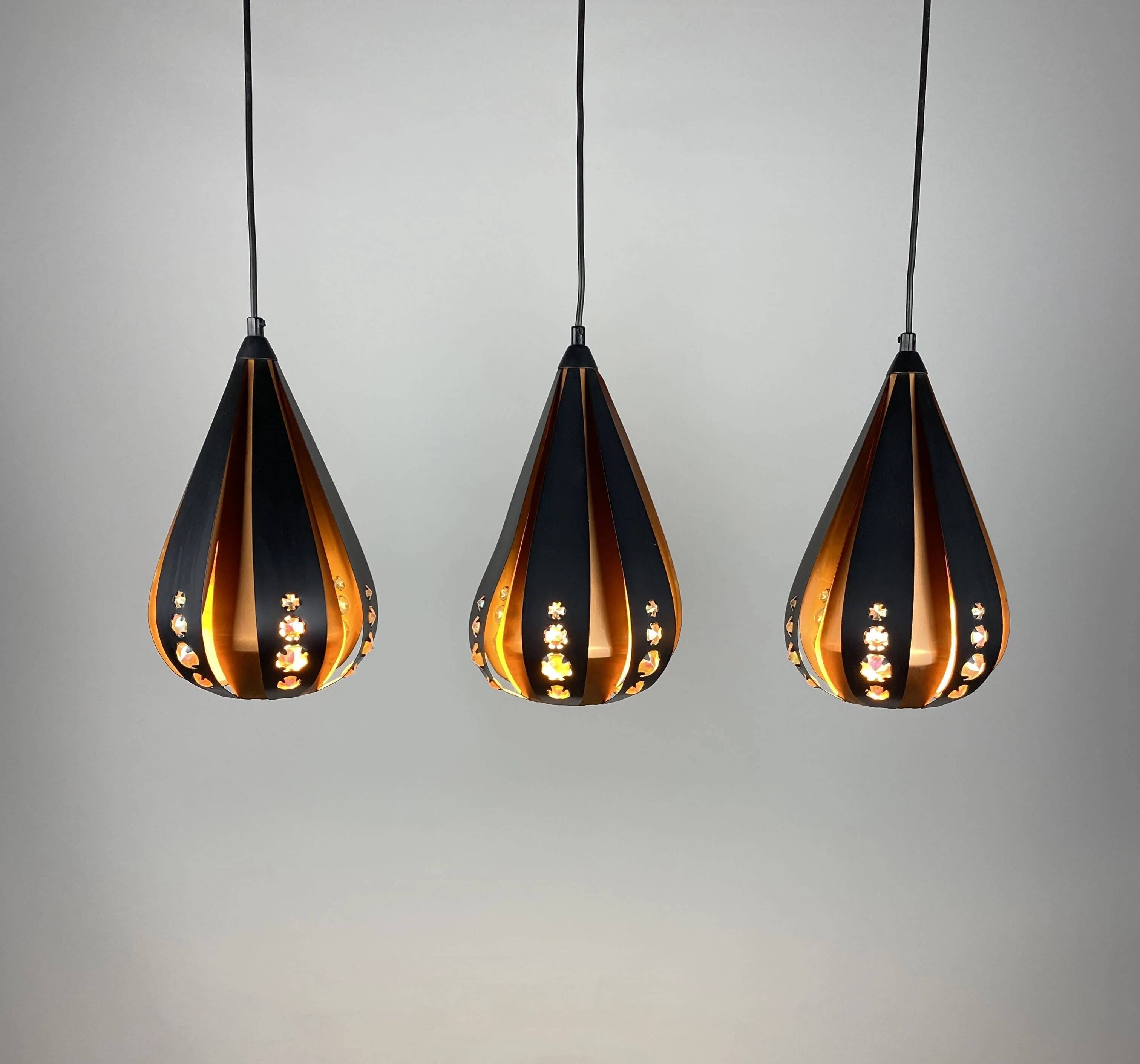 Set de 3 suspensions goutte par Werner Schou pour Coronell Electrical Danemark 1960