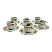 Service of 6 porcelain coffee cups Raynaud Limoges celadon green dragon