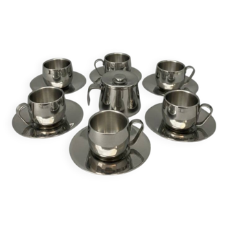 Vintage 18/10 stainless steel coffee set, Italian design.